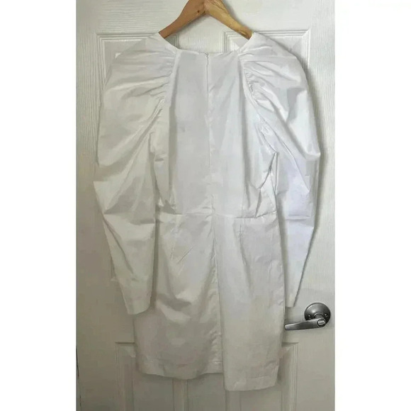 NWT Zara Poplin White Mini Dress Balloon Sleeves Zip Close Women’s Size Small - Picture 4 of 14